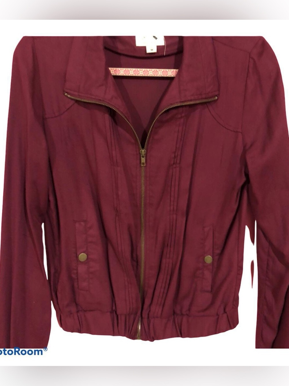 La Hearts Women's Burgundy Zip-Up Bomber Jacket